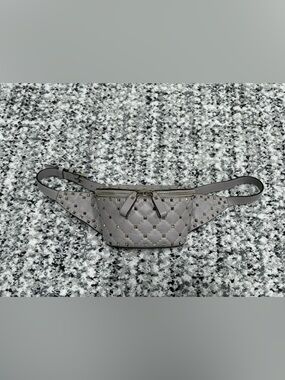 Valentino Garavni Nappa Rockstud Spike Belt Bag 95 Grey Leather Fanny Pack Bum